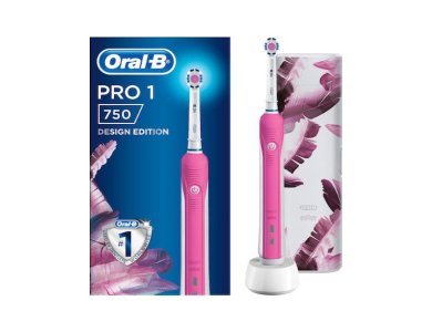Oral-B Pro 1 750 Pink Design Edition Ηλεκτρική Οδοντόβουρτσα, 1τμχ
