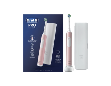 Oral-B Pro 750 Electric Toothbrush with Travel Case Ηλεκτρική Οδοντόβουρτσα Ροζ με Θήκη Ταξιδίου, 1τμχ
