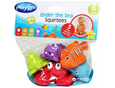 PlayGro Under The Sea Squirtees, Πολύχρωμα Ζωάκια Μπάνιου, 5τμχ