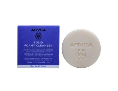 Apivita Μπάρα Καθαρισμού & Ντεμακιγιάζ, Πρόσωπο & Mάτια με honey FerM, Πρεβιοτικά & Λεβάντα, 80gr