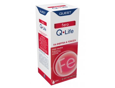 Quest Fero Q-Life Life Συμπλήρωμα Υγρού Σιδήρου με Γεύση Πορτοκάλι & Μέλι Για Ενέργεια και Τόνωση