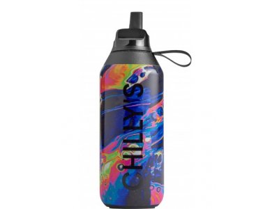 Chilly's Series 2 Flip Neon Galaxy, Μπουκάλι με Πτυσσόμενο Ανοξείδωτο Καλαμάκι, 500ml
