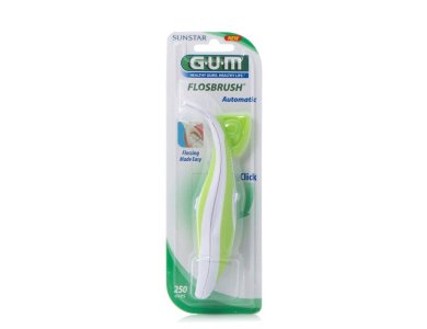 Gum Flosbrush Automatic (847), Οδοντικό Νήμα Ελαφρά Κερωμένο 30m με Λαβή, 1τμχ
