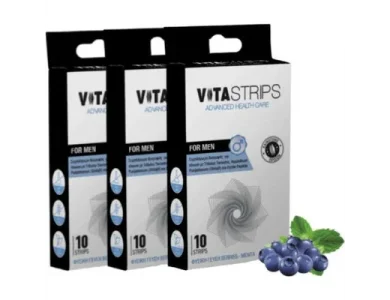 Vitastrips For Men, Για τις ανάγκες του σύγχρονου άντρα με Φυσική Γεύση Berries - Μέντα, 30Strips