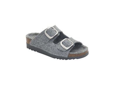 Scholl Ilary Fluffy Grey Ανατομική Γυναικεία Παντόφλα με Επένδυση Faux Γούνας, Νο39