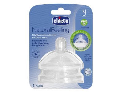 Chicco Natural Feeling, Θηλή 4m+, Ρυθμιζόμενης Ροής, 2τμχ