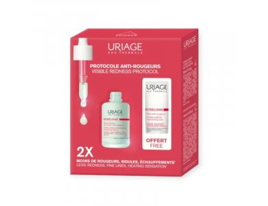 URIAGE Roseliane Promo Anti-Rougeurs Visible Redness Protocol, Smoothing Anti-Redness Serum, Διορθωτικός Ορός -30ml & ΔΩΡΟ Anti-Redness Treatment, Θεραπεία Κατά της Ερυθρότητας -15ml, 1σετ