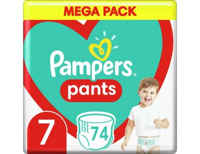 Pampers Pants No. 7 για (17+kg),  Πάνες Βρακάκι, 74τμχ