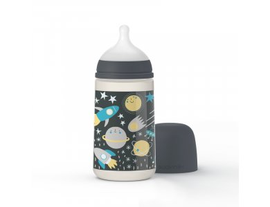 Suavinex Μπιμπερό 270ml Με Θηλή Σιλικόνης 3-6m+ Space Blue